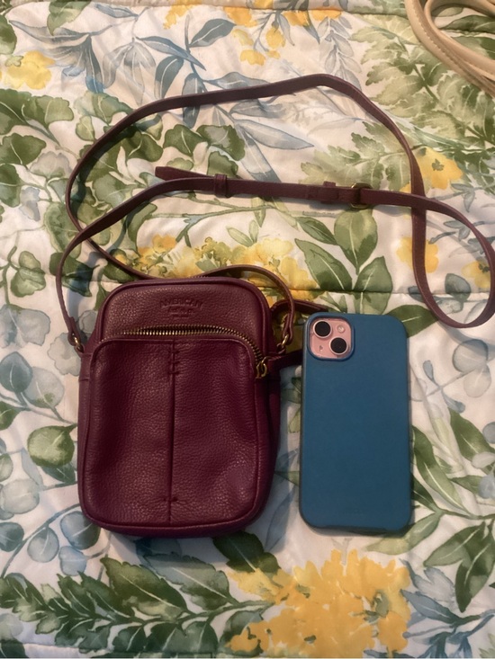Handbags - American Leather Co Plum Pebbled Leather Phone Crossbody Bag